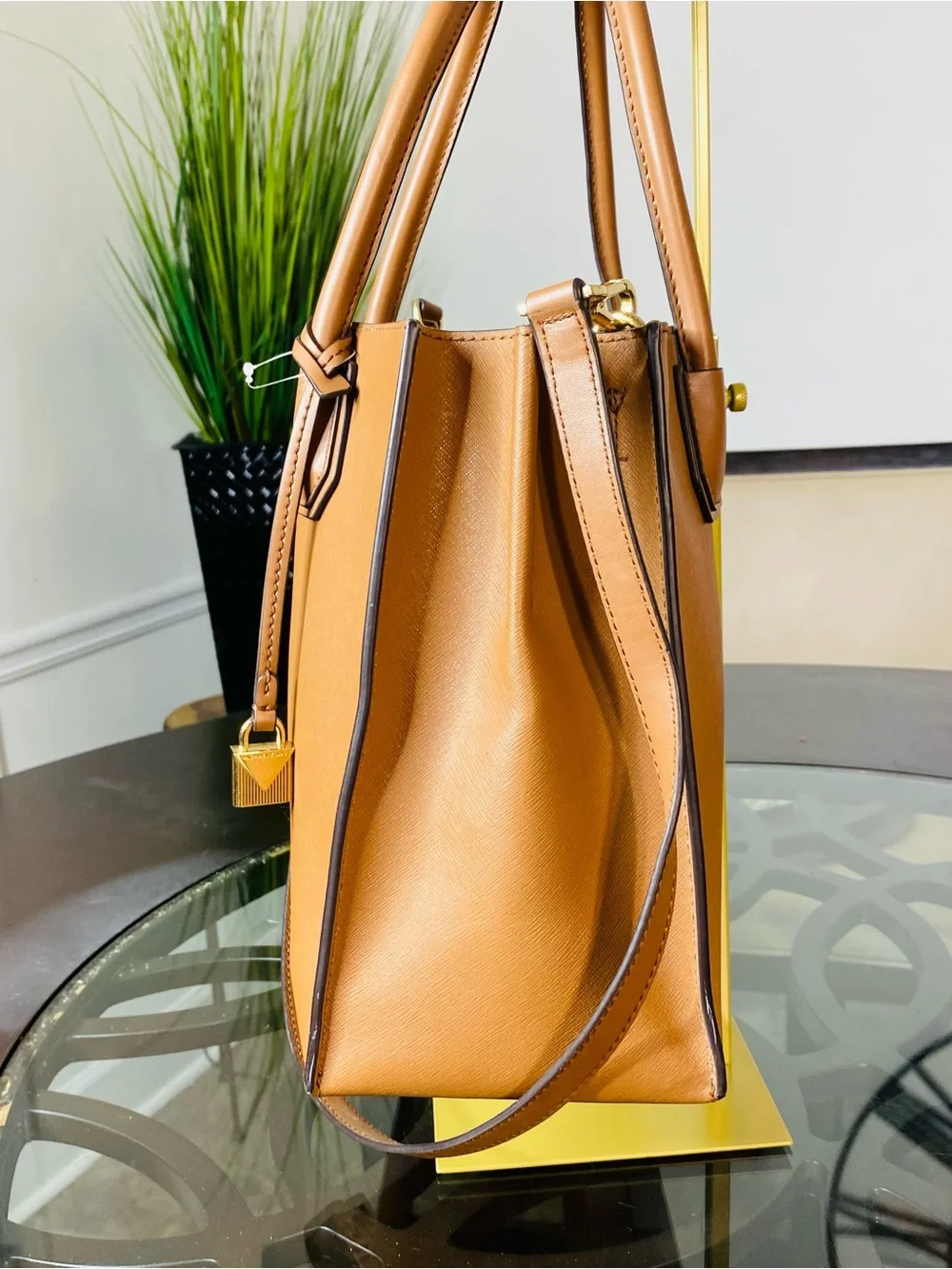 MICHAEL KORS MERCER Large Leather Convertible Tote Acorn Satchel Crossbody